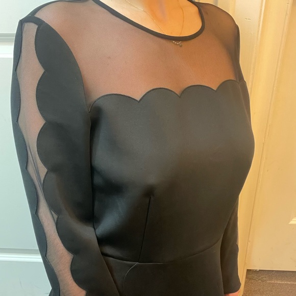 Ted Baker mesh scalloped A-Line Midi dress black size 4 - Picture 2 of 16
